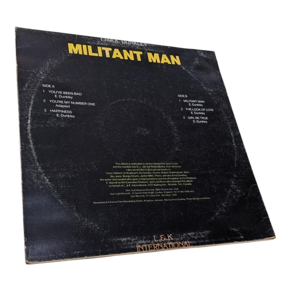 Militant Man Errol Dunkley Lovella International 1980 LK1001A Vinyl Record VG - Picture 2 of 4
